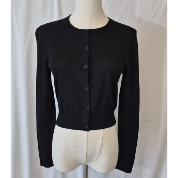 New w/Tags Tory Burch Womens Black Merino Wool Simone Cardigan Sweater XS RT$175 - Picture 2 of 13